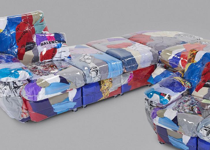 balenciaga-couch-dtf-magazine Дизайнер Гарри Нуриев создал диван из вещей Balenciaga. Посмотрите, как он выглядит
