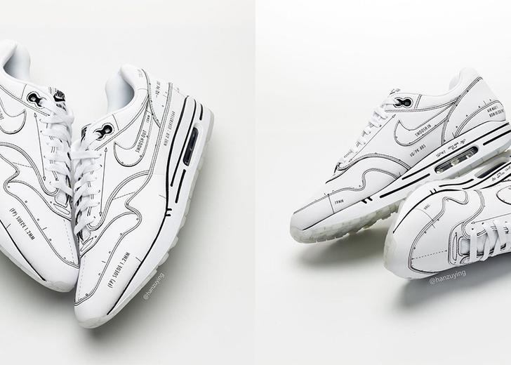 Первый взгляд: Кроссовки Nike Air Max 1 с чертежами Тинкера Хэтфилда