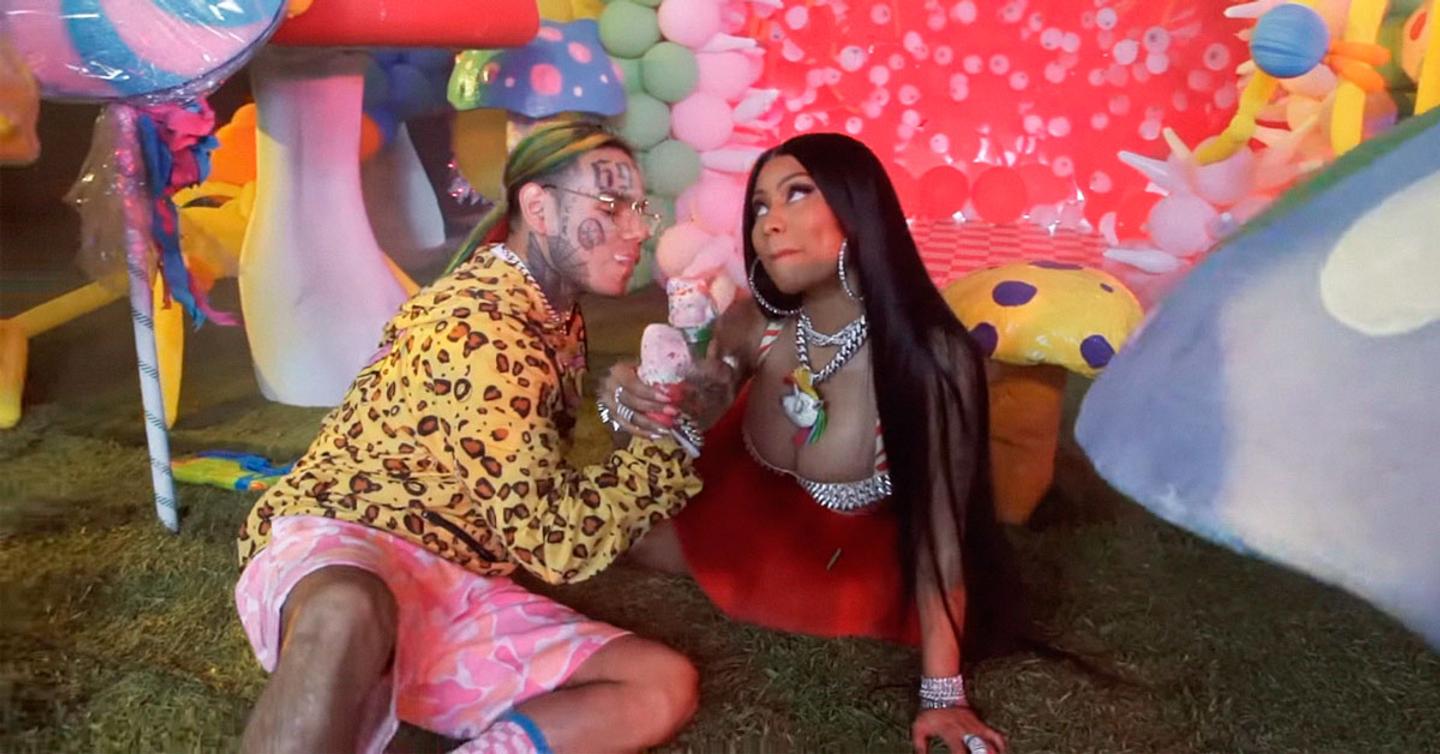 Ники Минаж и 6ix9ine едят мороженое в клипе на «FEFE»