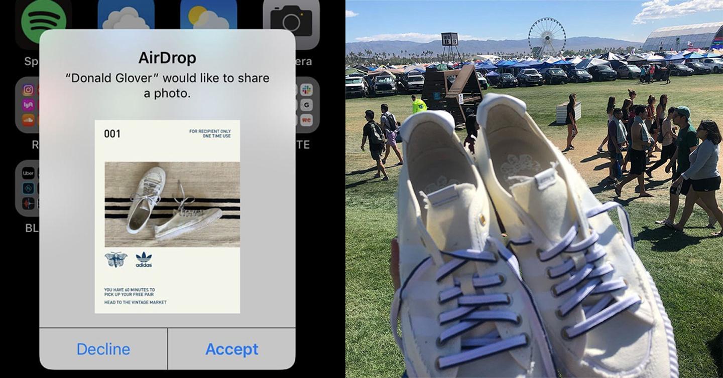 Дроп через AirDrop: Как Дональд Гловер раздавал кроссовки на Coachella