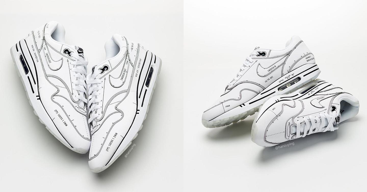 Первый взгляд: Кроссовки Nike Air Max 1 с чертежами Тинкера Хэтфилда