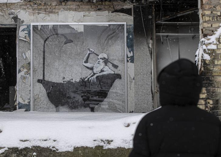 Робота Banksy у Горенці, Київської області