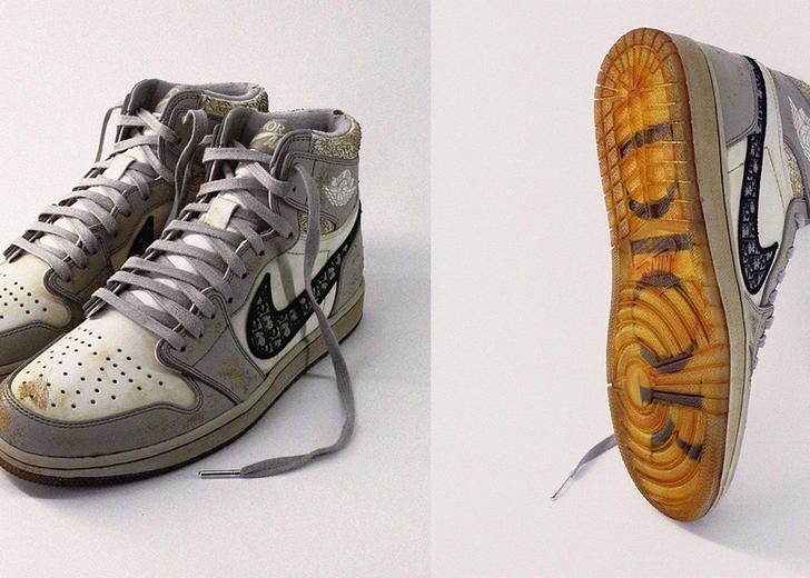 worn-dior-jordan-dtf-magazine Посмотрите как выглядят состаренные кроссовки Dior x Air Jordan 1